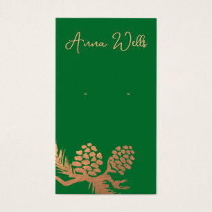 Copper Pine Cones Green Earring