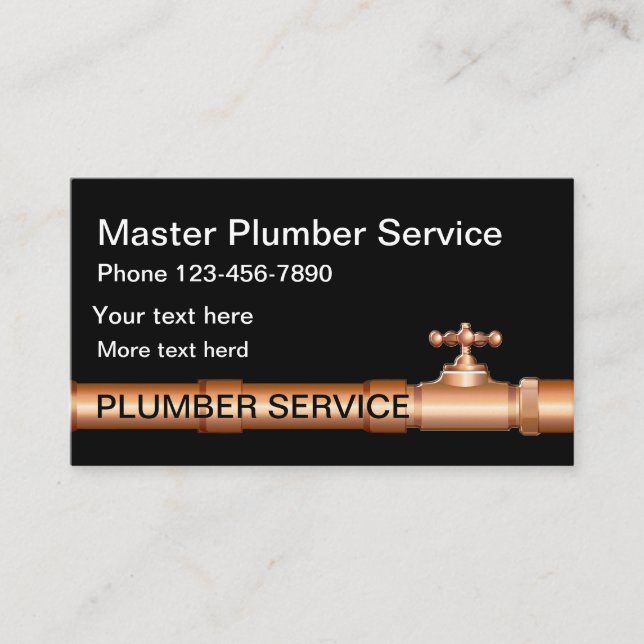 Copper Pipes Plumber Design Business Card (Front)