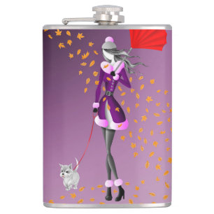 Copper Rain Purple Hip Flask
