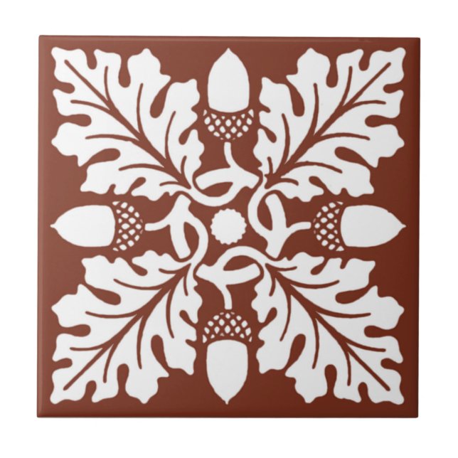 Copper Red Acorn and Leaf Tile Design (Front)