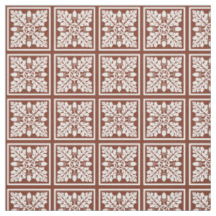 Copper Red Acorn and Leaf Tile Design Fabric