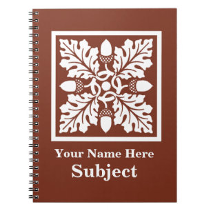 Copper Red Acorn and Leaf Tile Design Notebook