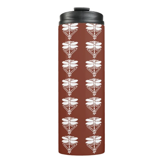 Copper Red Arts and Crafts Dragonflies Thermal Tumbler (Front)