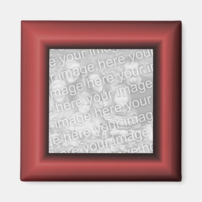 Copper Red Ombre Square Border Photo Magnet (Front)
