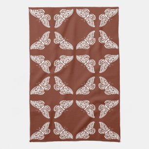 Copper Red Zest Arts and Crafts Butterflies Tea Towel