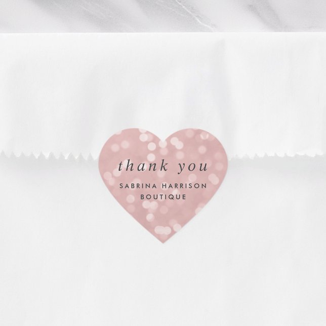 Copper Rose Bokeh Personalised Business Thank You Heart Sticker (Creator Uploaded)