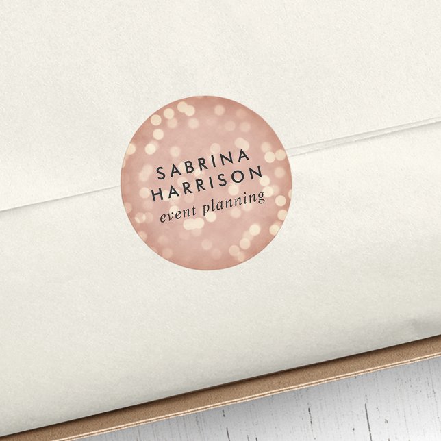 Copper Rose Bokeh | Personalized/Business Name Classic Round Sticker (Creator Uploaded)