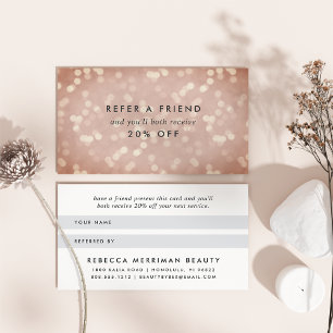 Copper Rose Gold Bokeh Referral Card