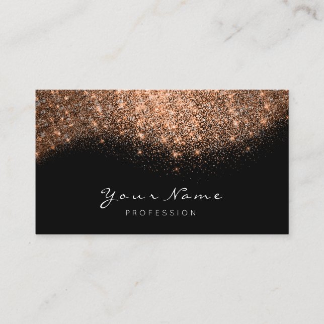 Copper Rose Gold Glitter Makeup Artist Lashes Business Card (Front)