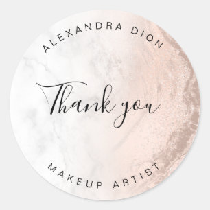 Copper rose gold glitter marble makeup artist classic round sticker