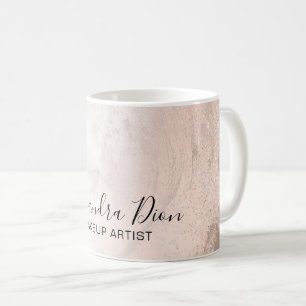 Copper rose gold glitter marble makeup artist coffee mug