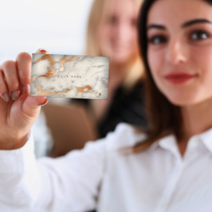 Copper Rose Gold Grey Marble Glam Vip Business Card