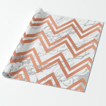 Copper Rose Gold Marble Zig Zag Chevron Gray White