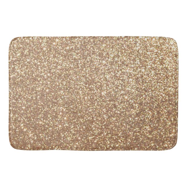 Copper Rose Gold Metallic Glitter Bath Mat (Front)