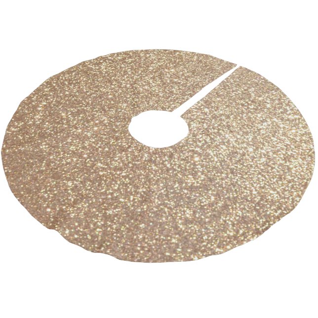Copper Rose Gold Metallic Glitter Brushed Polyester Tree Skirt (Angled)