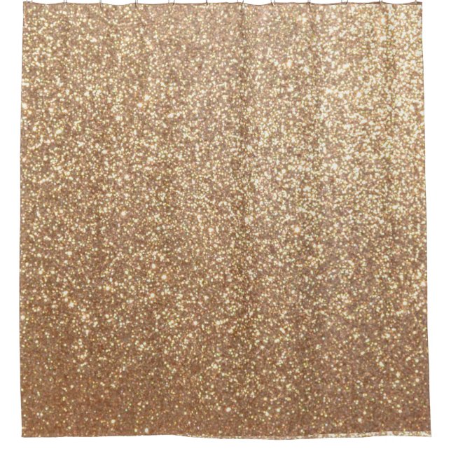 Copper Rose Gold Metallic Glitter Shower Curtain (Front)