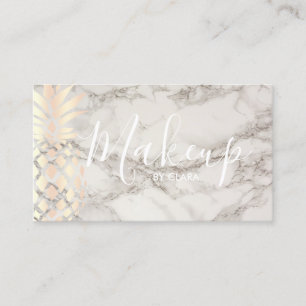 Copper rose gold pineapple marble makeup artist business card