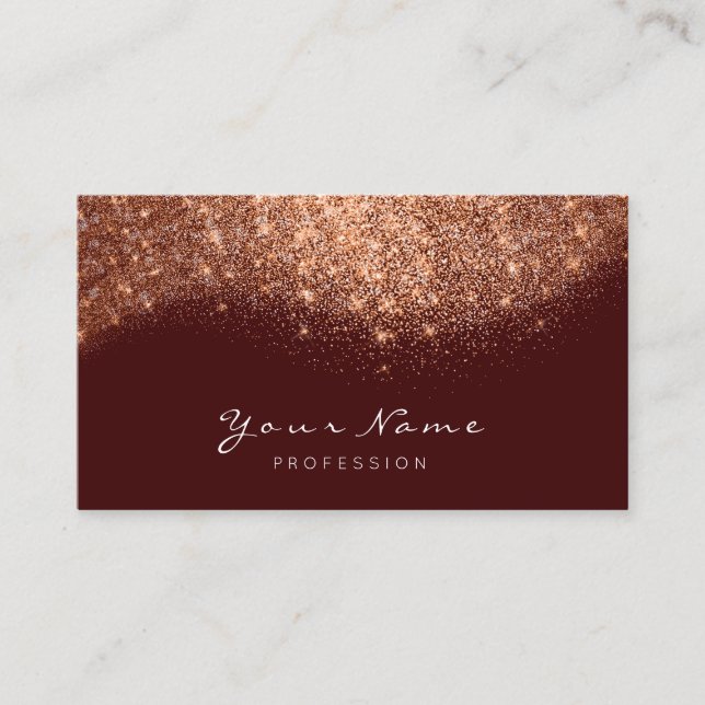 Copper Rose Maroon Glitter Makeup Artist Lashes Business Card (Front)