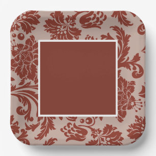 Copper rust damask paper plate