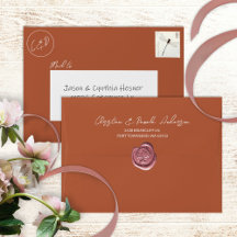 Copper, Rust Pre-Addressed 5x7 Monogram Wedding