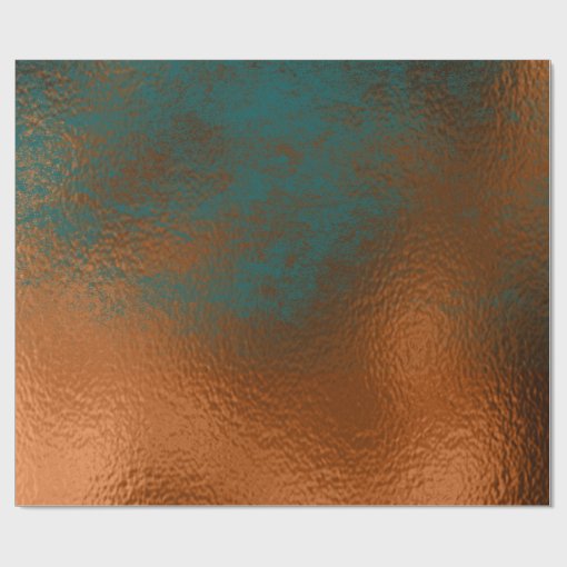 Copper Rust Teal Patina Metallic Glass Abstract Wrapping Paper | Zazzle