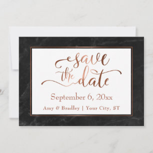 Copper Script & Black Marble Wedding Save the Date