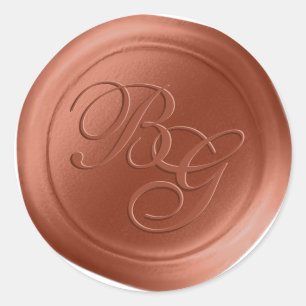Copper Script Double Monogram Wax Seal Stickers