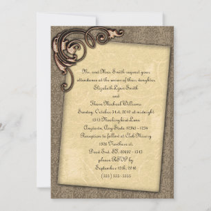 Copper Scroll Elegant Steampunk Wedding Invitation