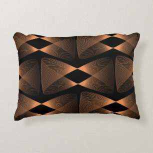 Copper shades, abstract linear tile decorative cushion