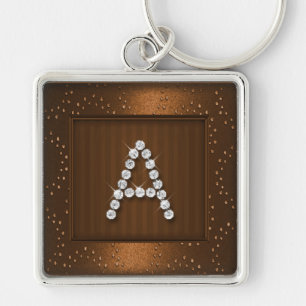 Copper Shimmer and Sparkle with Monogram Key Ring