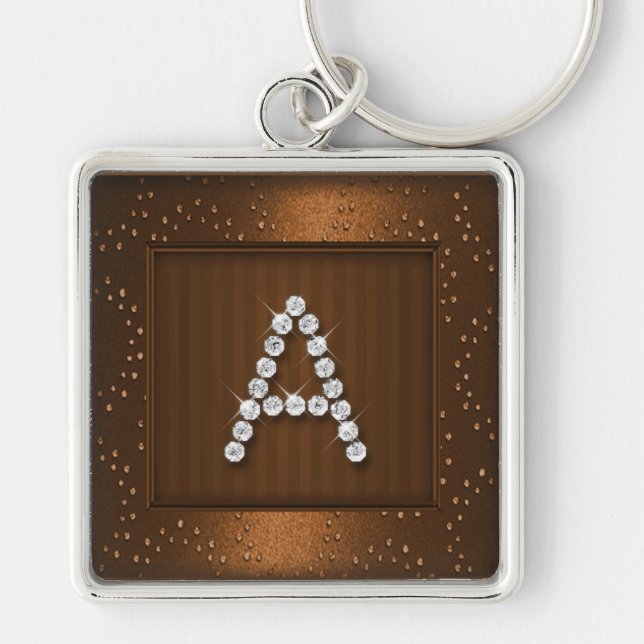 Copper Shimmer and Sparkle with Monogram Key Ring (Front)