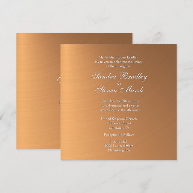Copper Shine Wedding Invitation (Front/Back)