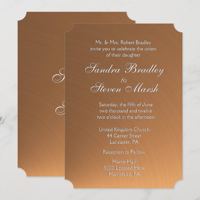 Copper Shine Wedding Invitation (Front/Back)