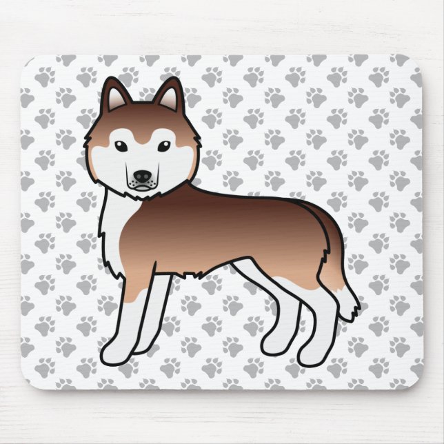 Copper Siberian Husky Cute Cartoon Dog Mouse Mat (Front)