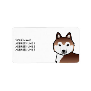 Copper Siberian Husky Dog & Custom Text Label