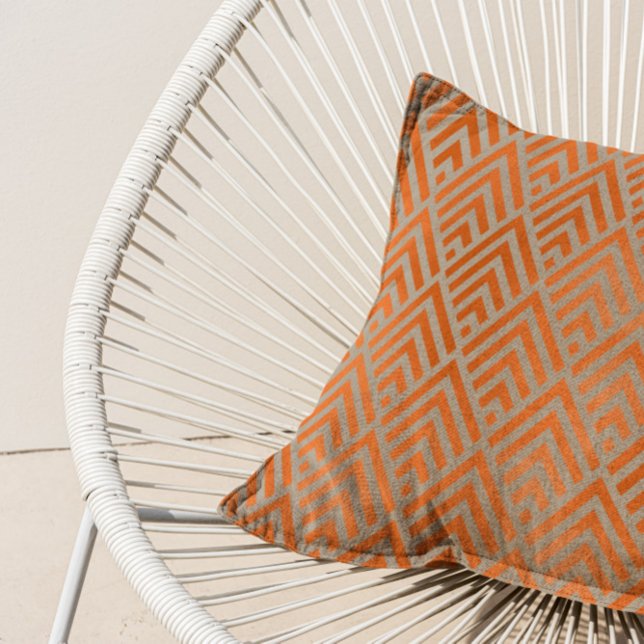 Copper Silver Grey Art Deco Triangles Geometry Lux Cushion (Creator Uploaded)