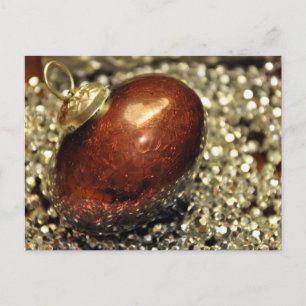Copper & Silver ornament, Christmas tree, Holiday Postcard