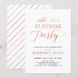 Copper   Simple Modern Surprise Retirement Party Invitation