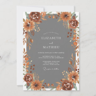 Copper Slate Foliage Soft Eucalyptus Wedding Invitation