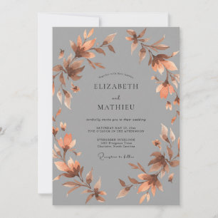 Copper Slate Leafy Wedding Invitation