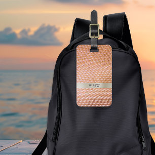 Copper Snakeskin Digital Leather Metal Monogram Luggage Tag