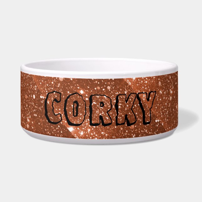 Copper Sparkle Personalised Pet Food Water Bowl (Front)