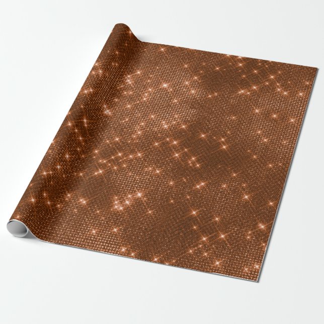 Copper Sparkly Metallic Grill Urban Abstract Wrapping Paper (Unrolled)