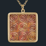 Copper Spiral Tiles Gold Plated Necklace<br><div class="desc">Medium square gold-finished necklace with an image of copper spiral tiles. See matching square charm and large square premium metal keychain. See the entire This & That Necklace collection in the ACCESSORIES section.</div>