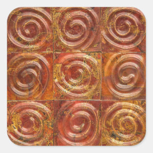 Copper Spiral Tiles Square Sticker