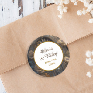 Copper Steampunk Unique Wedding   Classic Round Sticker