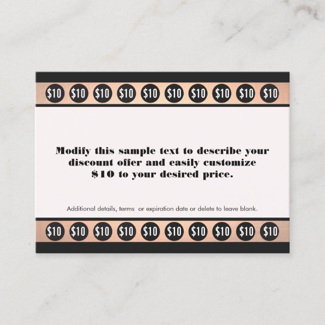 Copper Striped 20 Punch  Stamp Beauty Salon Loyalty Card (Front)