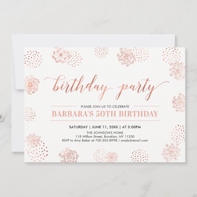 Copper Stylish Modern 50th, 60th Birthday Party Invitation (Front)
