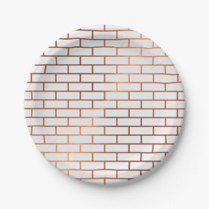 Copper Subway Tile Pattern Paper Plates