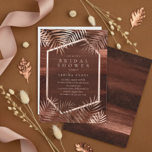 Copper Sunset Palm Leaves Dk Bridal Shower ID1323 Invitation